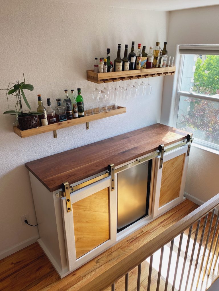 Kitchen Bar with Mini Wine Fridge and Beverage Fridge